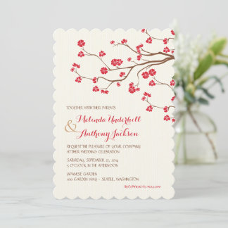 Cherry Blossoms Red Invitation
