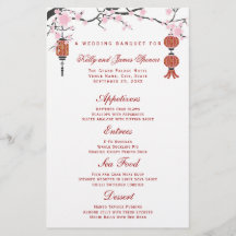 Cherry  Blossoms & Red Lanterns | Menu Cards