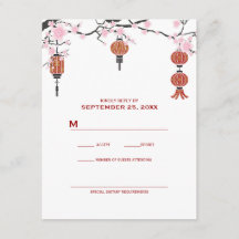 Cherry  Blossoms & Red Lanterns | RSVP Cards