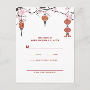 Cherry  Blossoms & Red Lanterns   RSVP Cards