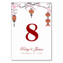 Cherry blossoms & Red Lanterns | Table Card