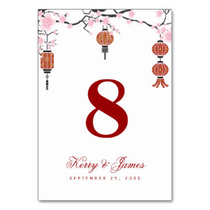 Cherry blossoms & Red Lanterns   Table Card