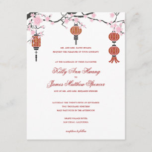 Cherry  Blossoms & Red Lanterns   Wedding Cards