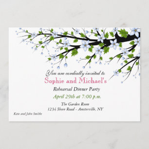 Cherry Blossoms Rehearsal Dinner Party Invitation
