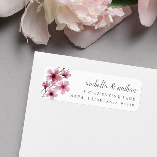 Cherry Blossoms Return Address Label