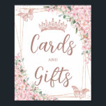 Cherry Blossoms Rose Gold Butterflies Cards Gifts Poster<br><div class="desc">Personalise this pretty cherry blossoms tabletop sign poster easily and quickly. Simply click the Edit Using Design Tools button to further edit the text, wording, font style, font size, font colour, add more text, move or remove some images. Featuring beautiful watercolor cherry blossoms flowers, rose gold butterflies and a rose...</div>