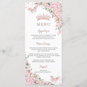 Cherry Blossoms Rose Gold Butterflies Slim Menu