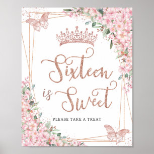 Cherry Blossoms Rose Gold Butterflies Sweet Treat  Poster