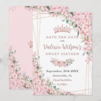 Cherry Blossoms Rose Gold Sweet 16 Quinceañera