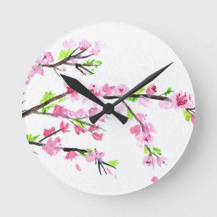 Cherry blossoms round clock
