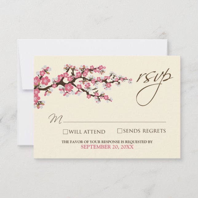 Cherry Blossoms RSVP Card (pink) (Front)
