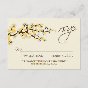 Cherry Blossoms RSVP Card (yellow)