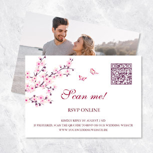Cherry Blossoms RSVP Online   QR Code Enclosure Card