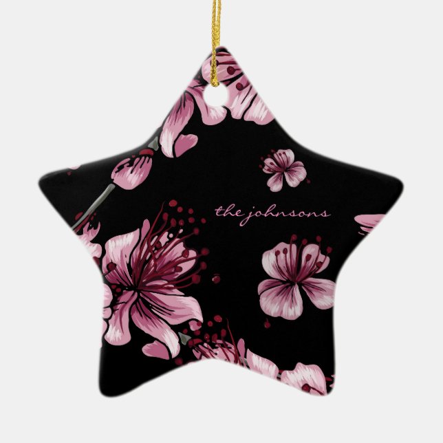 Cherry Blossoms Sakura Ceramic Tree Decoration (Front)