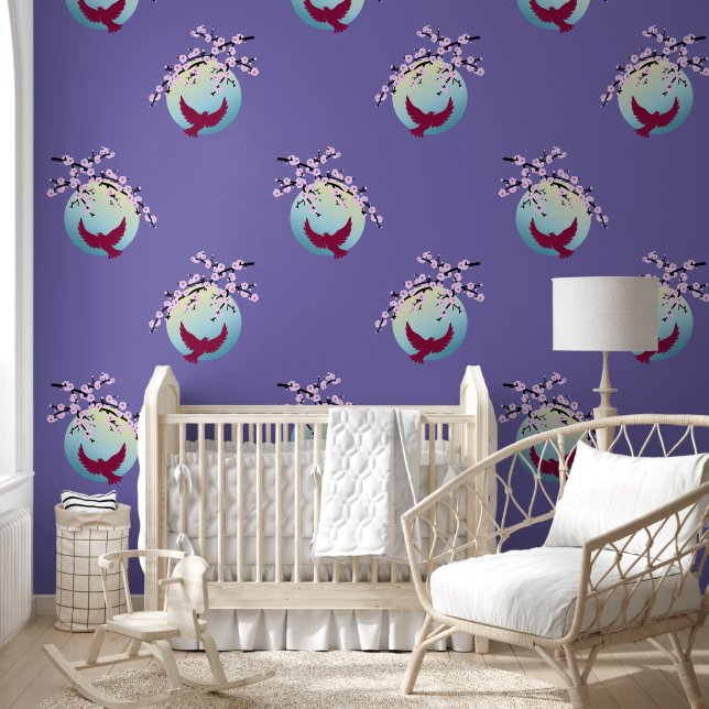 Cherry Blossoms SAKURA Full Moon Bird 2 Wallpaper (Kids)