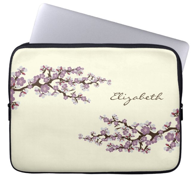 Cherry Blossoms Sakura Laptop Sleeve (purple) (Front)