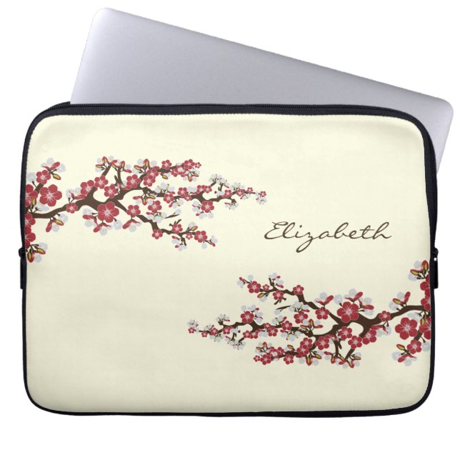 Cherry Blossoms Sakura Laptop Sleeve (red) (Front)