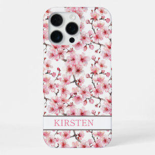 Cherry Blossoms Sakura Pattern Monogrammed iPhone 16 Pro Max Case