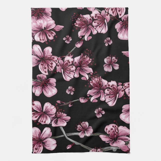Cherry Blossoms Sakura Tea Towel (Vertical)