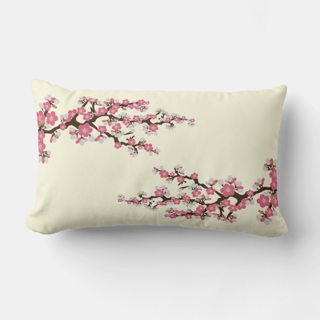 Cherry Blossoms Sakura Throw Pillow (pink) (Front)
