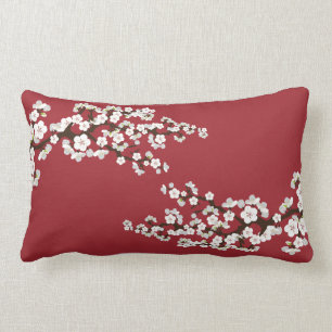 Cherry Blossoms Sakura Throw Pillow (red)
