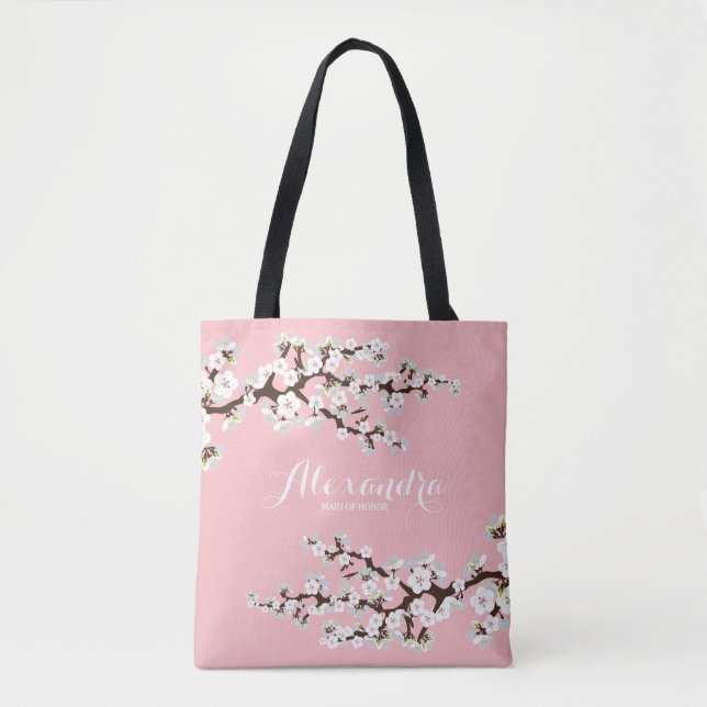 Cherry Blossoms Sakura Wedding Party Tote (pink) (Front)