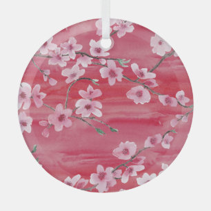Cherry blossoms, seamless, watercolor pattern. glass tree decoration