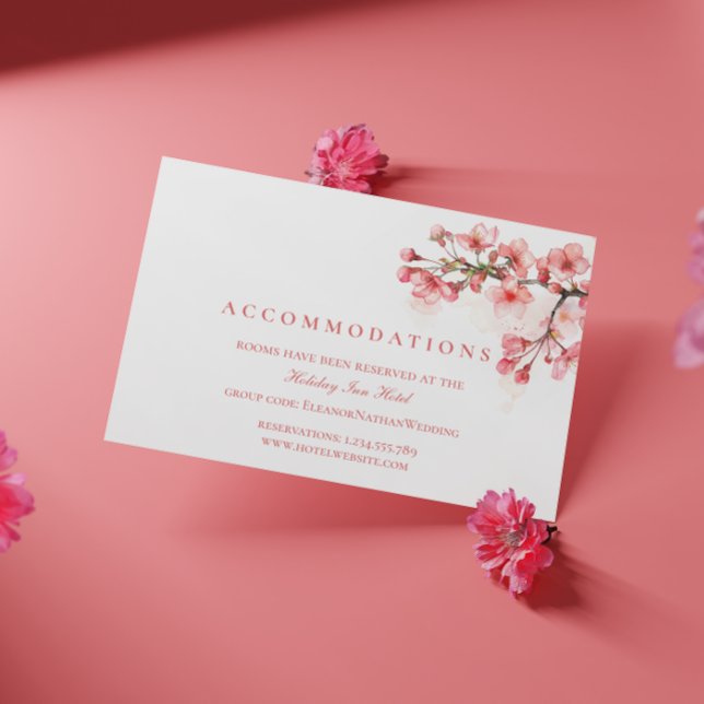 Cherry Blossoms Spring Wedding Accommodations Enclosure Card (Creator Uploaded)
