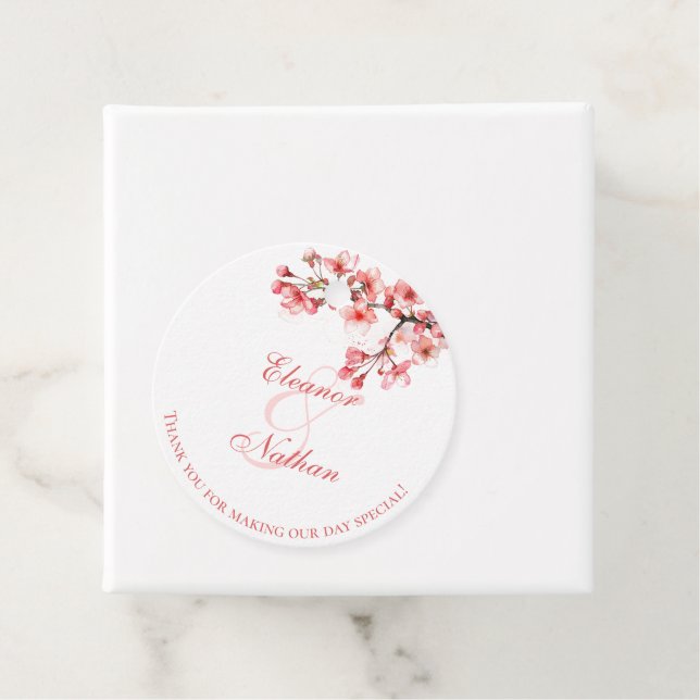 Cherry Blossoms Spring Wedding Favour Tags (In Situ)