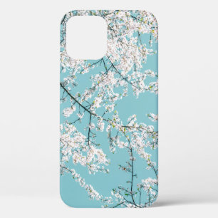 Cherry Blossoms: Turquoise Floral Trend iPhone 12 Case