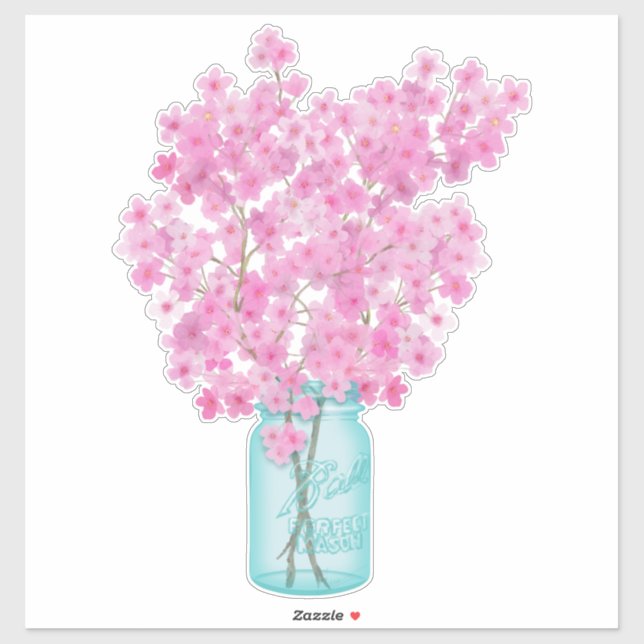 Cherry Blossoms Twigs in Canning Jar (Sheet)