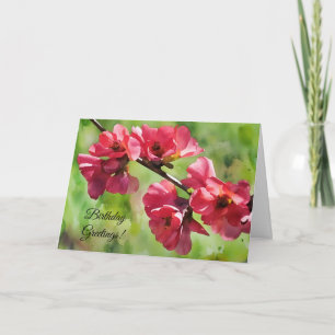 Cherry Blossoms Watercolor Art Birthday Card