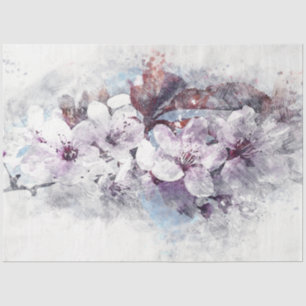 Cherry Blossoms Watercolor Art Decoupage Tissue Paper