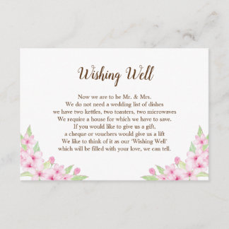 Cherry Blossoms Watercolor Wedding Gift Guide Card