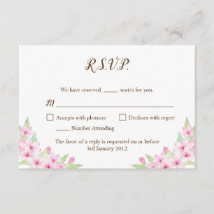 Cherry Blossoms Watercolor Wedding RSVP Card