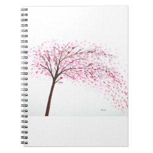 Cherry blossoms watercolour painting notebook
