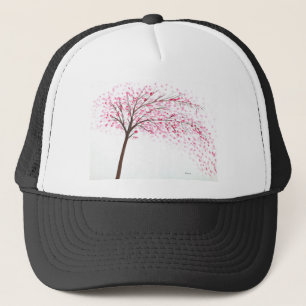 Cherry blossoms watercolour painting trucker hat