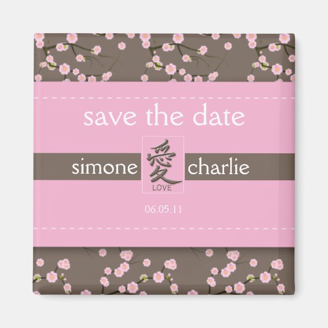 Cherry Blossoms Wedding Favour Magnet (Front)