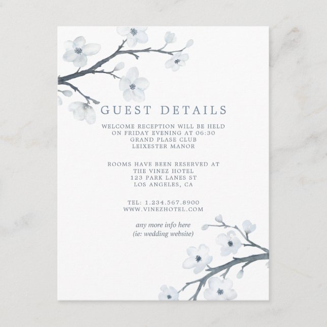 Cherry Blossoms Wedding Guest Details Enclosure Card (Front)