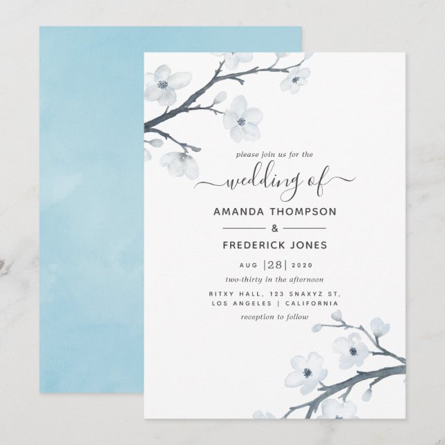 Cherry Blossoms Wedding Invitation (Front/Back)