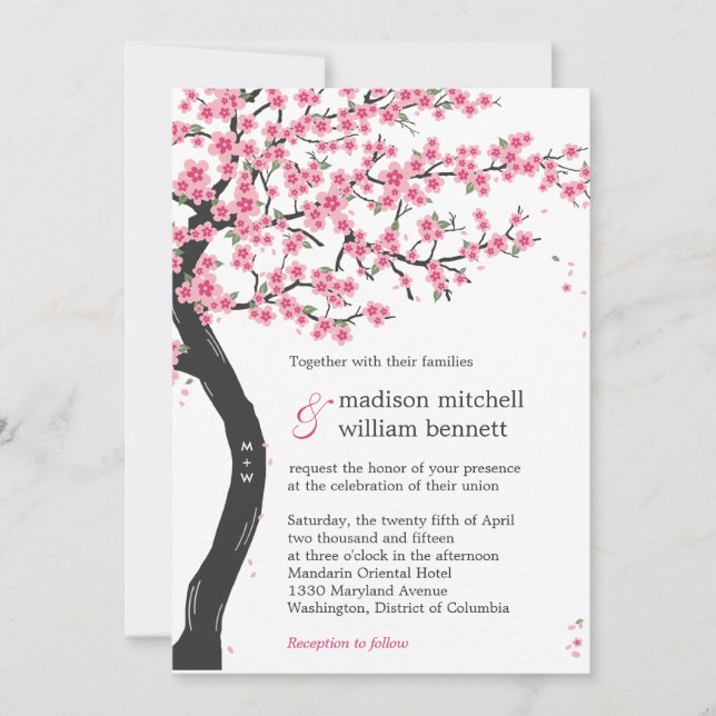 Cherry Blossoms Wedding Invitations (Front)