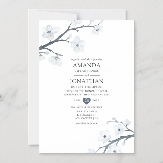 Cherry Blossoms Wedding Magnetic Invitation (Front)