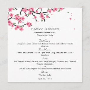 Cherry Blossoms Wedding Menu Card
