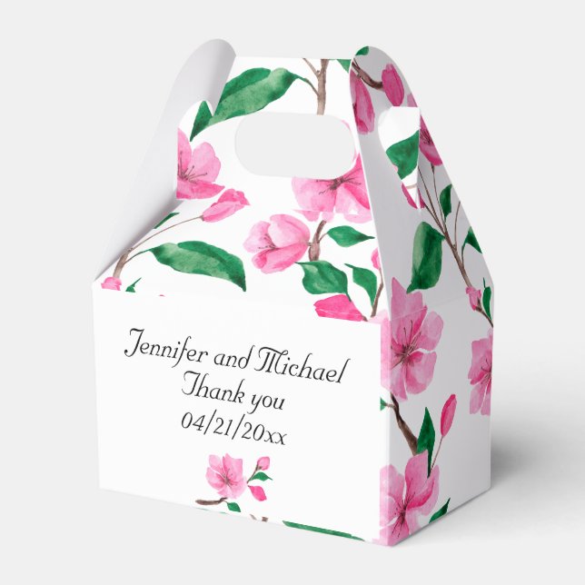 Cherry Blossoms Wedding Personalise Thank You Favour Box (Front Side)
