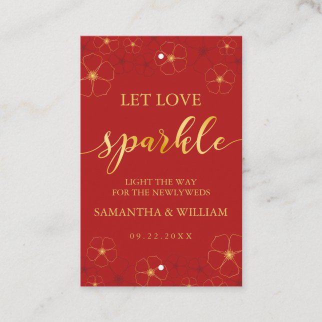Cherry Blossoms Wedding Sparkler Tag |Custom Colou (Front)