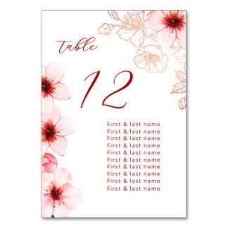 Cherry Blossoms Wedding Table Number