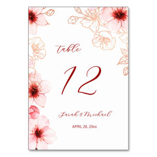 Cherry Blossoms Wedding Table Number
