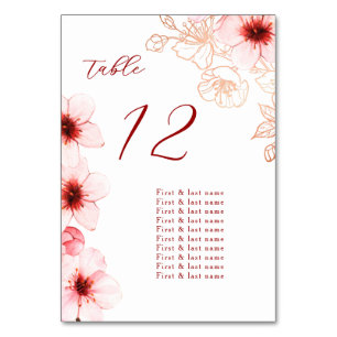 Cherry Blossoms Wedding Table Number