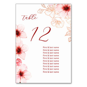 Cherry Blossoms Wedding Table Number