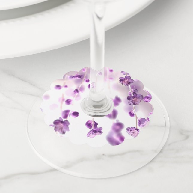 Cherry blossoms wine glass tag (Close Up)